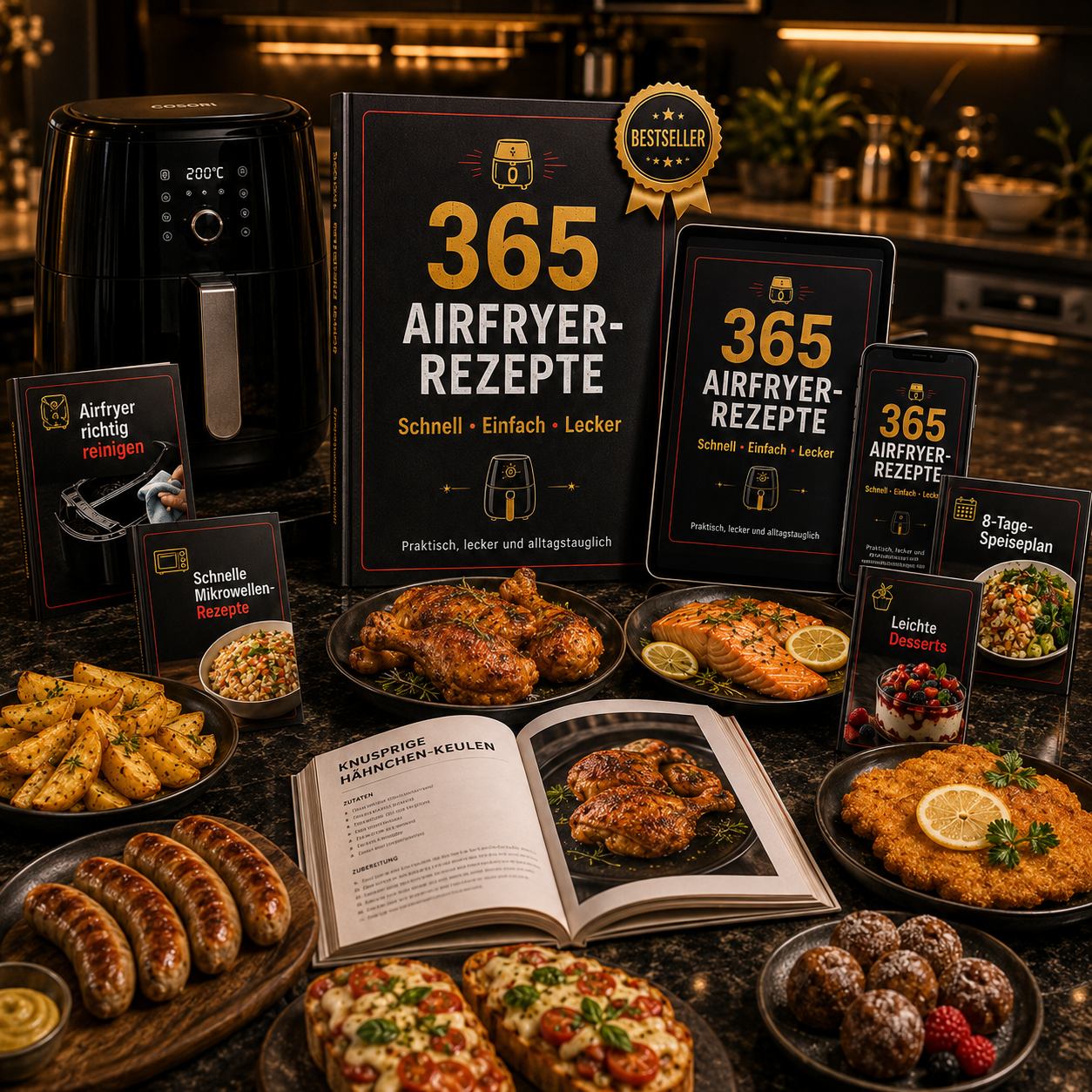 Digitales Kochbuch mit 365 Airfryer-Rezepten